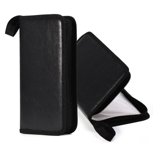 80 Disc Large Capacity Portable PU Leather CD DVD VCD Case Black 1
