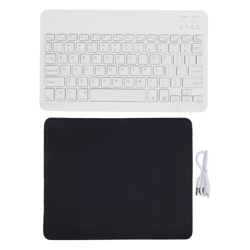 (White) Portable Bluetooth Keyboard 10 Inch RGB Backlit Rechargeable White