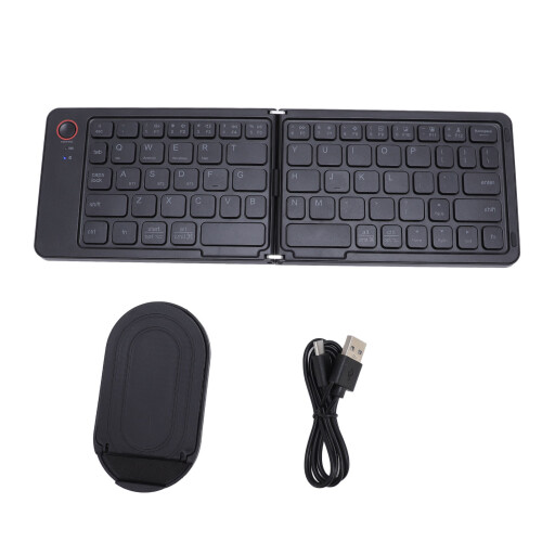 (Green) Foldable Bluetooth Keyboard 67 Keys Rechargeable Magnetic Slim Black
