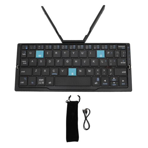 (Silver White) Portable Bluetooth Folding Keyboard Dark Gray