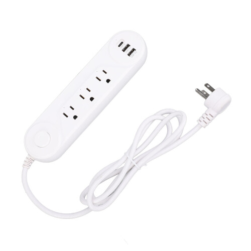 5FT 5-in-1 USB Power Strip 30W Type C A Flat Plug for Study Work 2