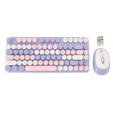 (Green) 2.4G Wireless Bluetooth Keyboard Mouse Combo 82 Keys Low Noise Violet