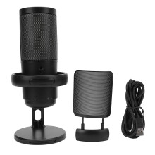 (Black) Gaming Mic USB Condenser RGB Light Mute Pop Filter Black