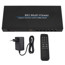 (EU Plug) 8x1 4K Multiviewer Switch HD 8 in 1 Out 30Hz 6 Modes Remote EU Plug