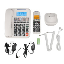 (US Plug 100‑240V White) Corded/Cordless Phone 2in Screen Big Button Caller ID EU Plug White