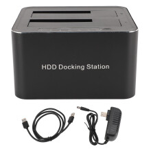 USB 3.0 Dual Bay HDD Docking Station with Clone Function 2.5in 3.5in