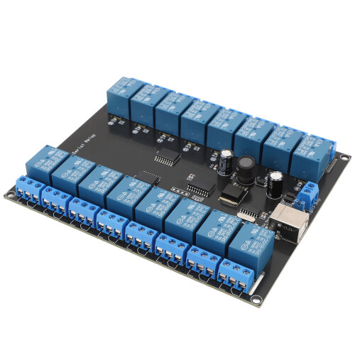 16 Channel Relay Board USB Serial Control SPDT 7-38V ON OFF 2