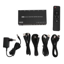 (US Plug) 4K 30Hz KVM Switch 4x1 HDMI 6 Modes Remote Control EU Plug