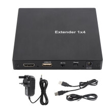 (UK Plug) HDMI Extender Splitter 656ft 1080p 1in4out KVM PC Laptop 100-240V UK