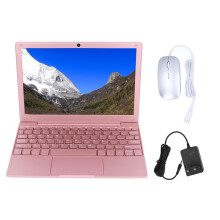 (UK Plug 100‑240V 8GB+128GB) 10.1 Inch Mini Laptop IPS 8GB+256GB Win 11 PRO EU Plug Rose Gold