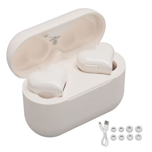 (White) Herzförmige Wireless Earbuds, HIFI, wasserdicht, BT 5.3
