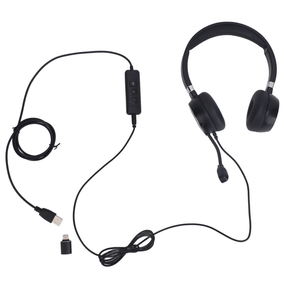 3.5mm Noise Canceling Binaural USB to USB C Headset PC Laptop Phone-image-OPC-PKTYYTJ-NEW