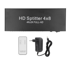 (US Plug) 4K HDMI Splitter 4 auf 8 mit Fernbedienung EU-Stecker