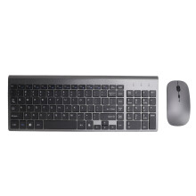 (Dark Gray) Wireless Keyboard Mouse Combo Ultra Thin Silent 102 Keys Dark Gray