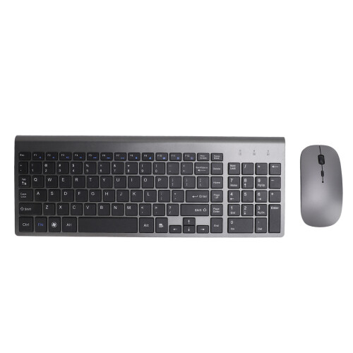 (Dark Gray) Wireless Keyboard Mouse Combo Ultra Thin Silent 102 Keys Dark Gray