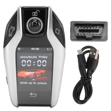 (Red) Smart Key LCD Touch Screen Remote Anti Lost One Button Start Silver