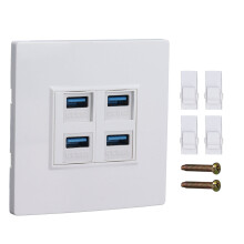 4-Port-Ethernet-Wanddose-USB3.0-5Gbps-86x86mm