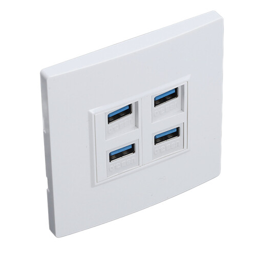 4-Port-Ethernet-Wanddose-USB3.0-5Gbps-86x86mm 1