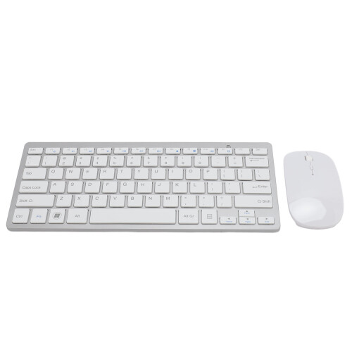 (Black) 2.4G Wireless Keyboard Mouse Combo 78 Keys Thin Silver