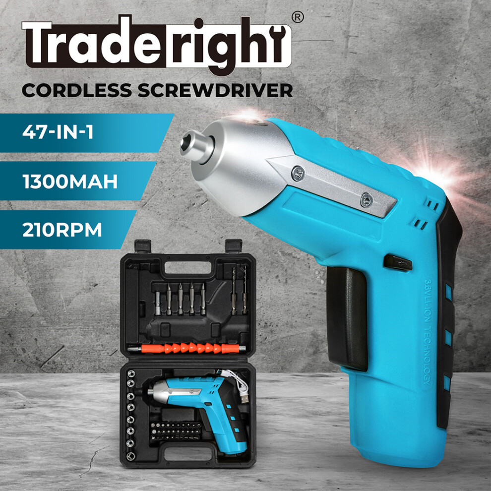 Traderight 47pcs Cordless Screwdriver Set 1300mAh Rechargeable 3.0N.m Torque-image-OPC-PKTZ2HX-NEW
