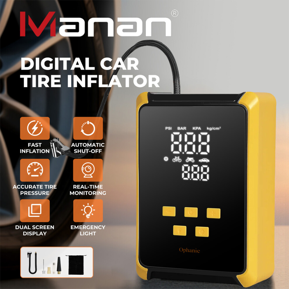 Manan Light Car Tyre Inflator Electric Air Compressor Pump 12V 150Psi With Led