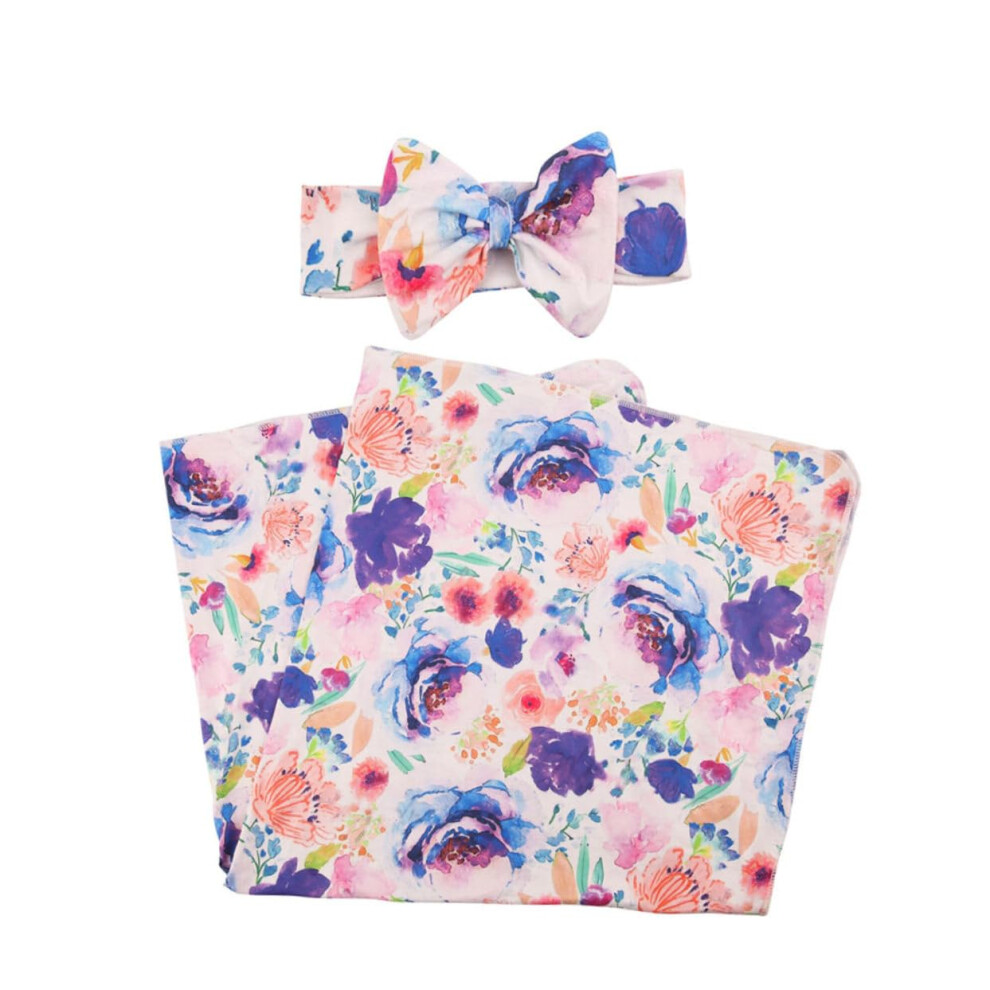 Newborn Floral Wrap Blanket Set For Photo Props Receiving Blanket Included And Headband Essentials