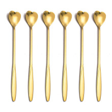 Coffee Spoons 6 Pieces Heart Shaped Long Stainless Steel Latte Macchiato Spoons For Stirring Coffee And Tea Tableware