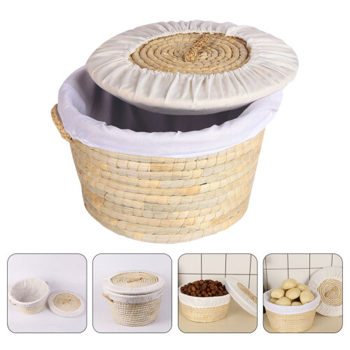 handgefertigter wollkorb für lebensmittel mit eierablage (beige) 2