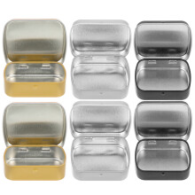 6 estuches rectangulares de hierro para caramelos y pequeños objetos