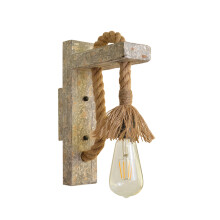 Wood Hemp Rope Wandlampe Holz Betttischleuchte Schlafzimmer E27 220V