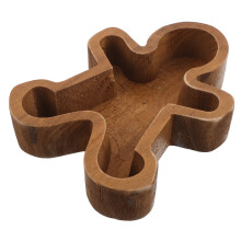 4Pcs Brown Wooden Gingerbread Man Party Serving Trays for Holidays