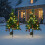 Living And Home Set of 2 Solar-Powered Pre-Lit Artificial Christmas Tree Decorations with Lights 1