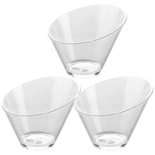 3Pcs Clear Oblique Angled Salad Bowls For Party Dessert Snack Fruit