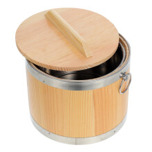One Set Wooden Rice Bucket With Lid And Bowl For Home Or Restaurant