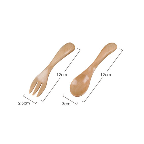2 Pcs Childrens Cutlery Set Reusable Dinner Forks Wood Tableware 1