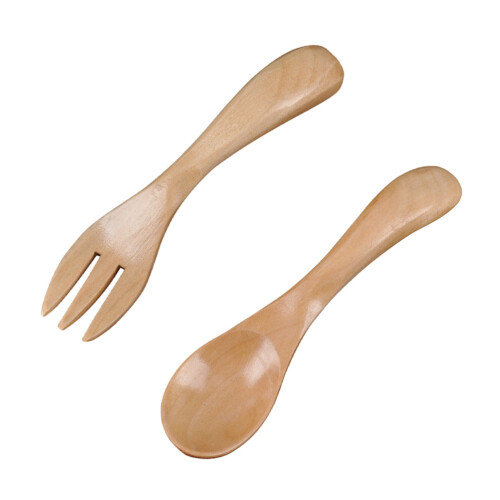 2 Pcs Childrens Cutlery Set Reusable Dinner Forks Wood Tableware
