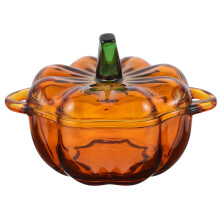 Glass Pumpkin Candy Jar with Lid for Home Party Use