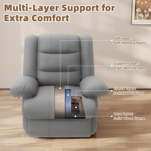 （Grey） Manual Reclining Sofa with Backrest 1