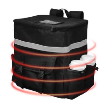 Large Hot Food Delivery Bag Insulated Waterproof Tear-Resistant Pizza Bag Four Camping Cup Pockets Double Buckle