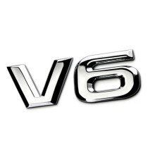 Matowa czarna naklejka na bagażnik V6 z emblematem na tylny błotnik V6, czerwona