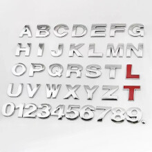 Metalowe 45mm 25mm Litery samochodowe Alfabet Emblematy Cyfry Chromowane Litery samochodowe, Srebrne