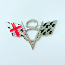 Metalowa plakietka na bagażnik, flaga amerykańsko-brytyjsko-niemiecka, logo V8, brytyjski V8, srebrn