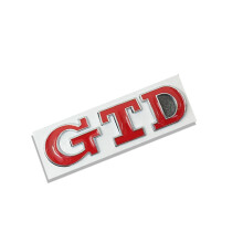 Naklejka metalowa z emblematem GTD na grill na bagażnik, naklejka na GTD, naklejka srebrno-czerwona