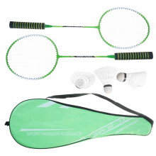 1Pair Light Weight Badminton Racket Set-Green foam handle b