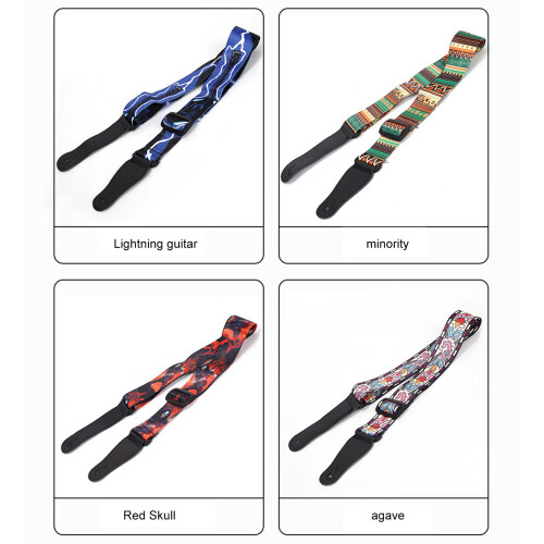 Adjustable Guitar Strap with Leather Ends-Big sunflower 1
