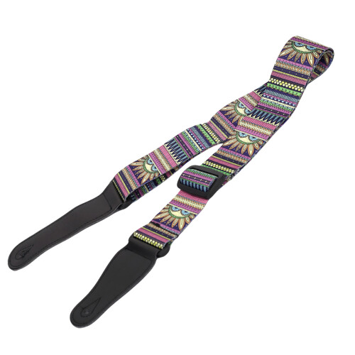Adjustable Guitar Strap with Leather Ends-Big sunflower