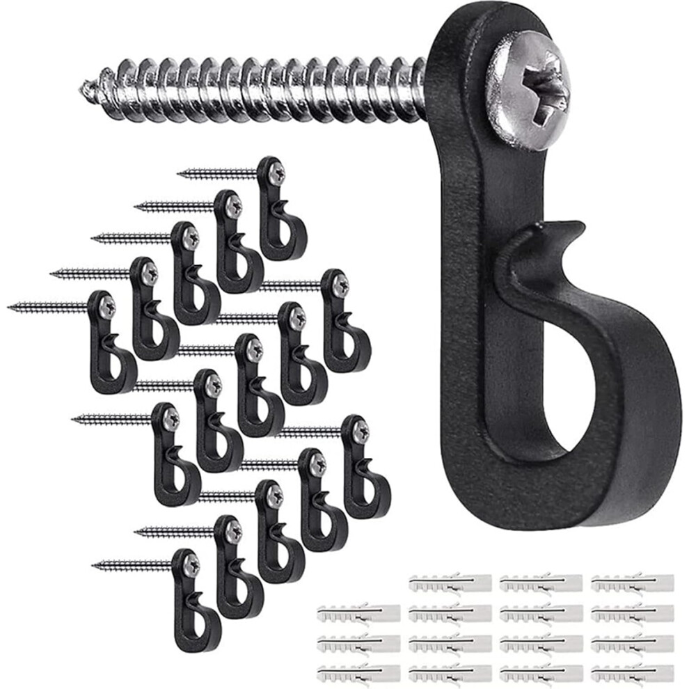 (20Pcs-Black) 20Pcs R Screw Hooks, Zinc Alloy Hanger Hooks For Outdoor String Lights,Wall Ceiling Hooks For Hanging Outdoor String Lights, Wind Chimes 749655517371