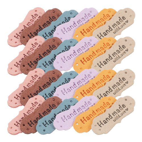 60Pcs Handmade Pu Tags For Crochet Sewing Labels Imitation
