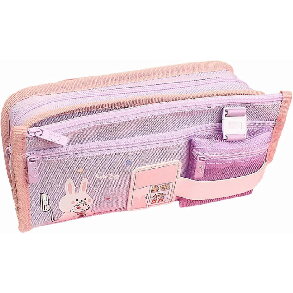 Kikidex (As Show, One Size) Pencil Case Kawaii School Supplies Cute Pencil Case Large Capacity Pencil Case Cute Pencil Case Kawaii(Purple Rabbit)