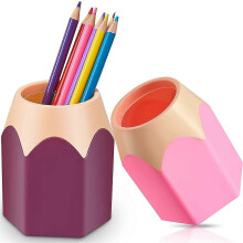 (As show, One size) Pencil Shaped Pen Holders Pencil Storage Organizer Cute Desktop Pen Cup Colorful Vase Pencil Pot Cartoon Stationery Rack Classroom Home Office Supplie